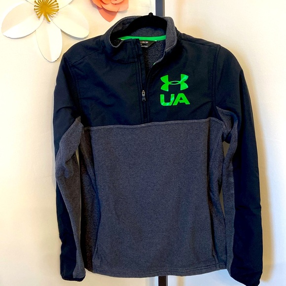 Under Armour Boys Phenom ¼ Zip pullover, Loose, Gray Black Green Size YXL - Picture 1 of 6